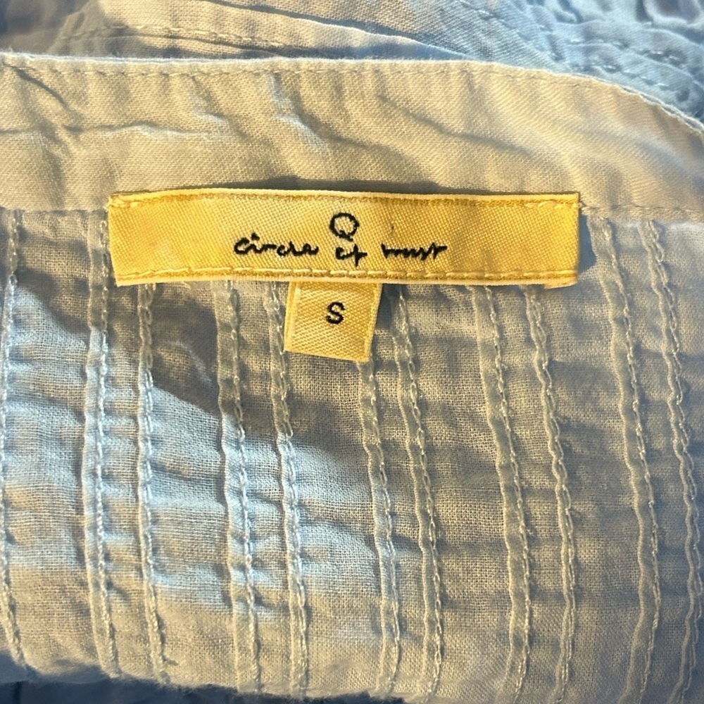 Circle Of Trust Embroidered Harmony Button Up Cotton Blouse in light blue  Sz S - Picture 4 of 7